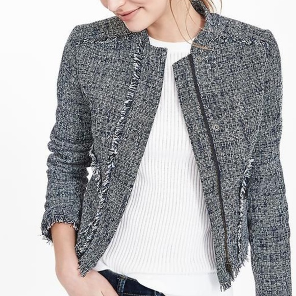 raw edge tweed jacket